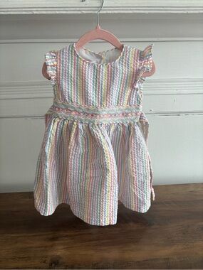 Bonnie Jean Pastel Multi-Striped Smocked Dress
